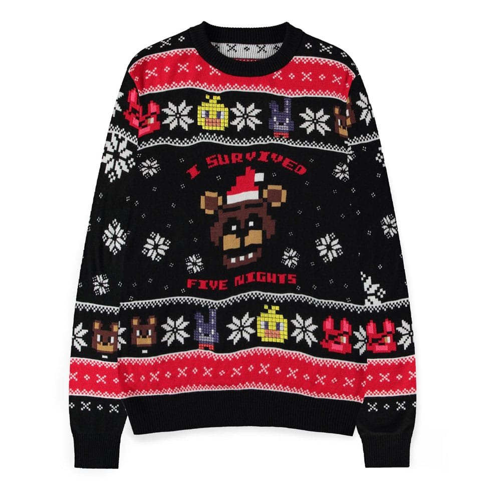 Five Nights at Freddy's Sweater Survived Five Nights (Christmas Jumper) (L) - type-sweaters