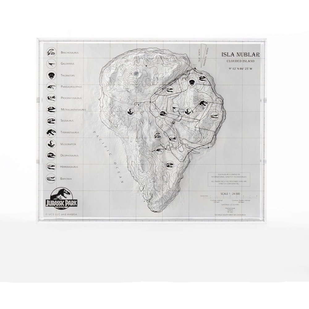 Jurassic Park Carte topographique Isla Nublar - type-decoration