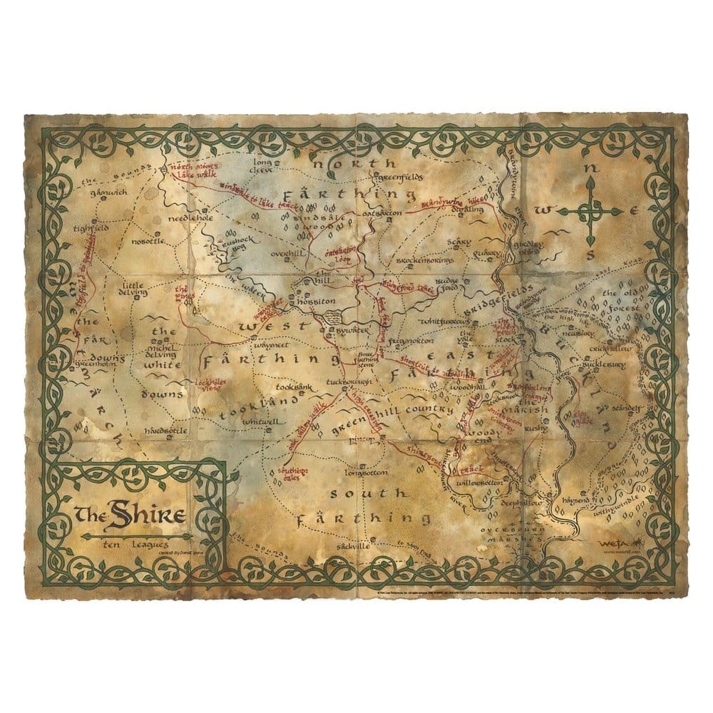 Le Hobbit impression Art Print Map of the Shire 74 x 54 cm - Le Hobbit
