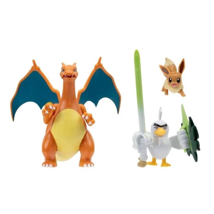 Pokémon pack 3 figurines Évoli, Palarticho & Dracaufeu