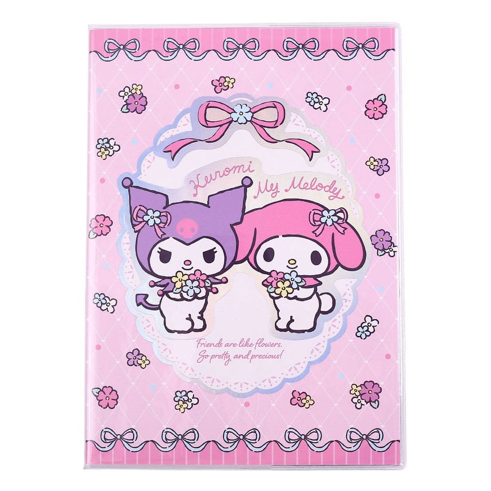 Sanrio carnet Kuromi & My Melody Pastel Flower Holographic Checkered