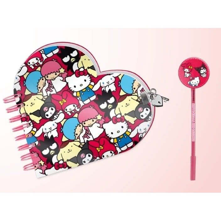 Sanrio Heart Diary & Pen set cadeau Hello Kitty Friends Multicolour