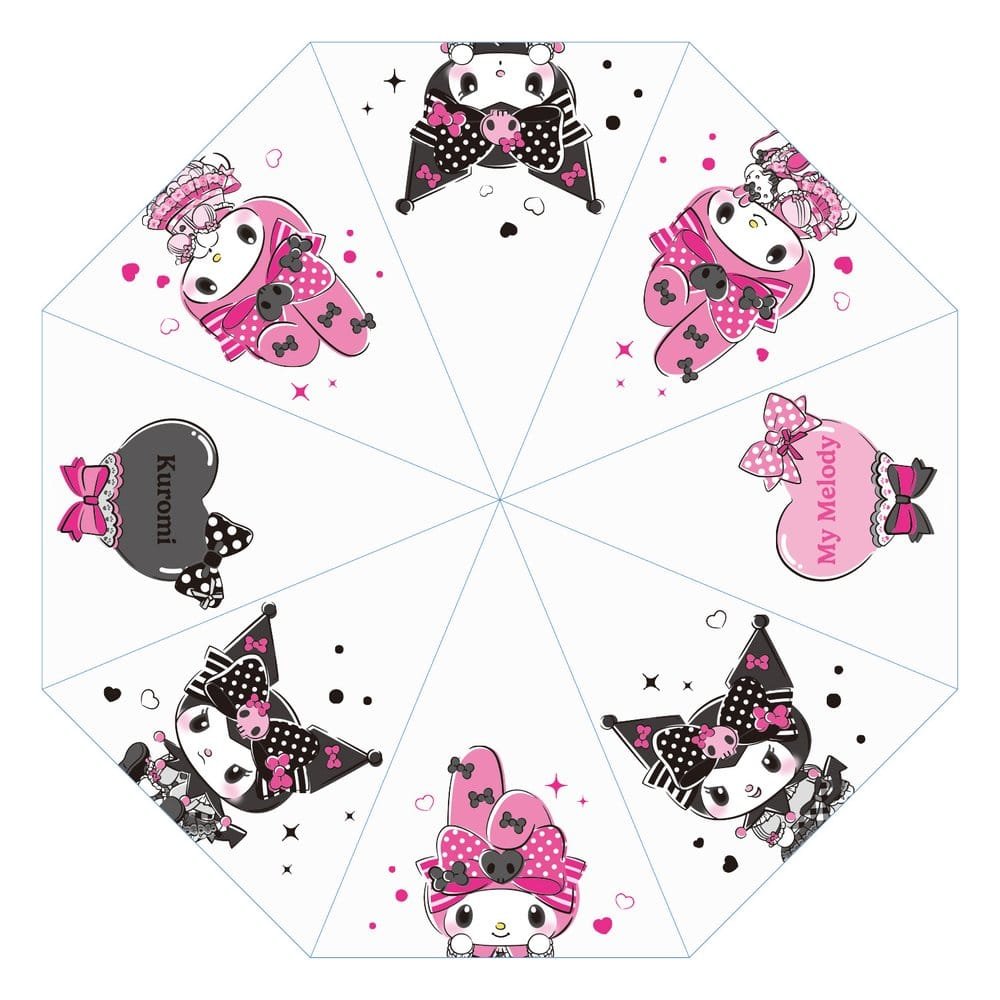 Sanrio parapluie Pink Black Party Series Kuromi & My Melody Transparent - type-parapluies