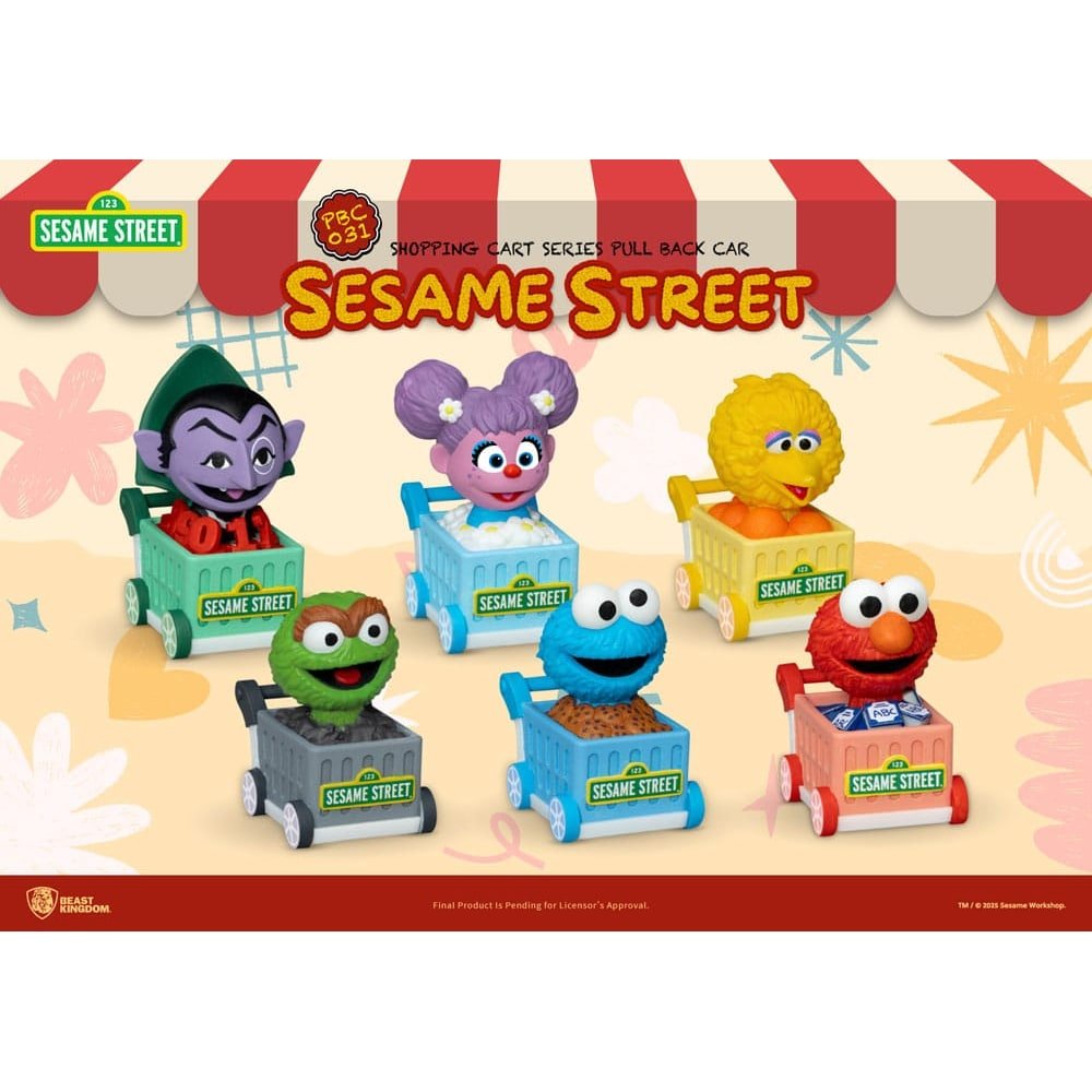 Sesame Street Série Voiture à friction Panier Blind Box (6) 5 cm - type-jouets