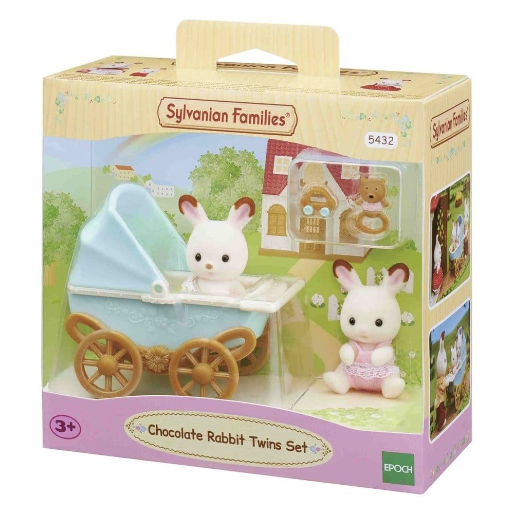 Sylvanian Families: Jumeaux Lapin Chocolat avec Poussette Ensemble - type-playsets