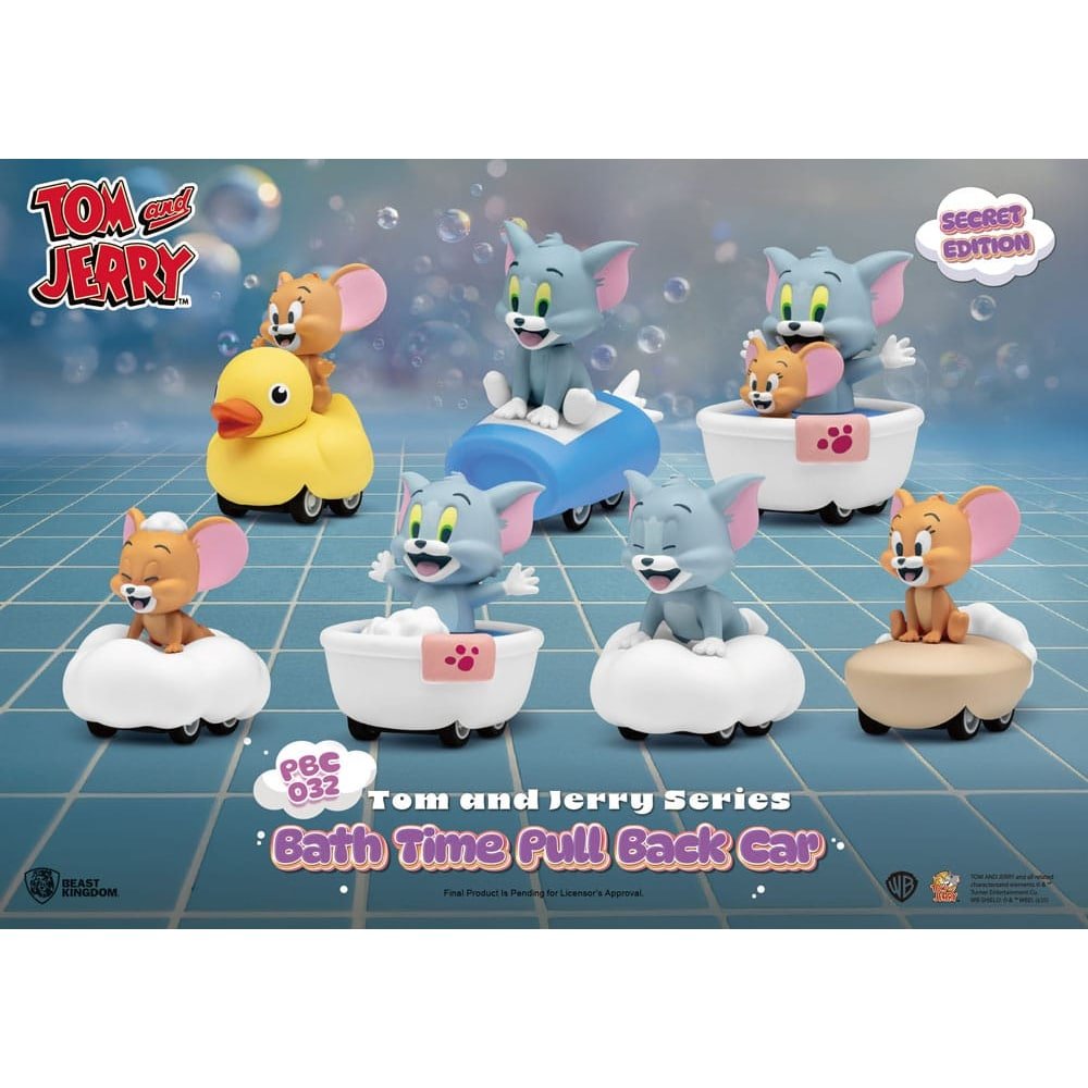 Tom & Jerry Pull Back Car Series pack 6 voitures à friction Bath Time Blind Box - Tom & Jerry