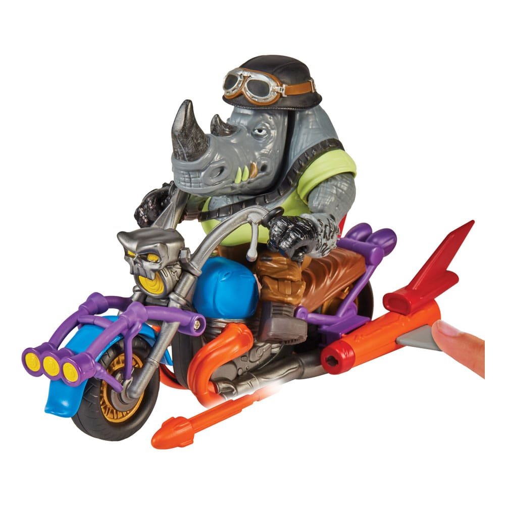 Tortues Ninja Figurine avec véhicule Rocksteady & Chopper 12 cm
