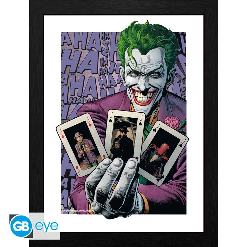 DC COMICS - Tirage encadré "Le Joker Cartes Haha" (30x40) - cat-goodies