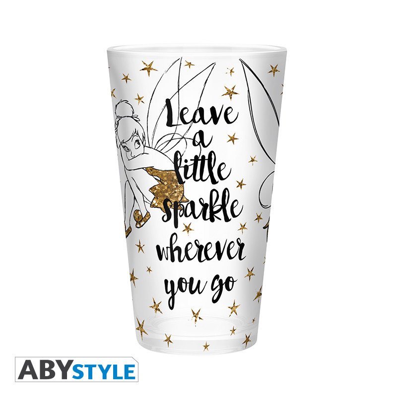 DISNEY - Verre XXL - 400 ml - Clochette Dorée - Paillettes - type-verres-sous-verres