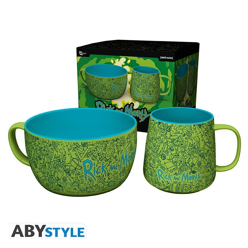 RICK AND MORTY - Set Petit Déjeuner Mug + Bol - Motif - cat-mugs-gouter