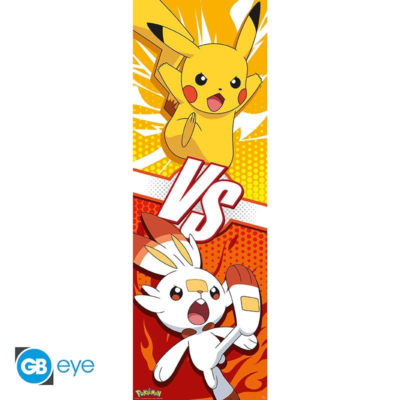POKEMON - Poster de porte - Pikachu et Flambino-Roulé filmé(53x158) - type-posters-wallscrolls