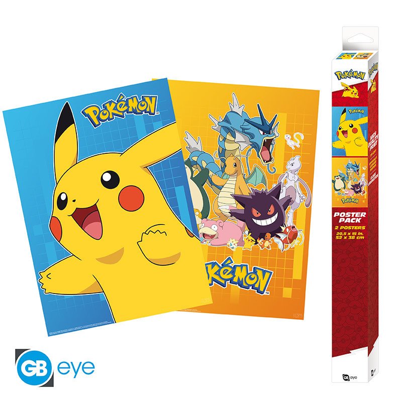 POKEMON - Set 2 Posters Chibi 52x38 - Personnages colorés - type-posters-wallscrolls
