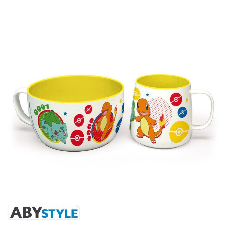 POKEMON - Set Petit Déjeuner Mug + Bol - Pikachu & Kanto Starters - cat-mugs-cuisine