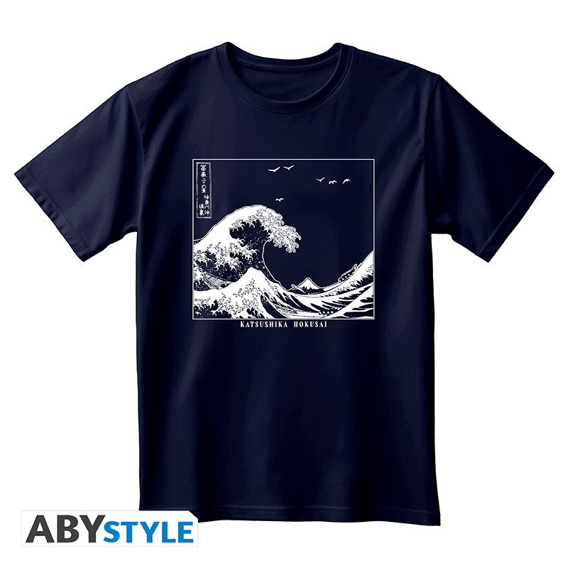 HOKUSAI - Tshirt bleu navy unisexe - Grande Vague - hiroshige - Goodies