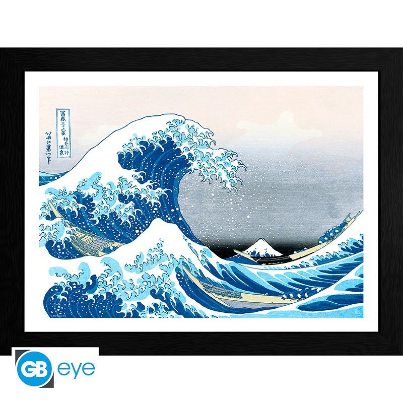 HOKUSAI - Tirage encadré "Grande Vague" (30x40) - hiroshige - Goodies
