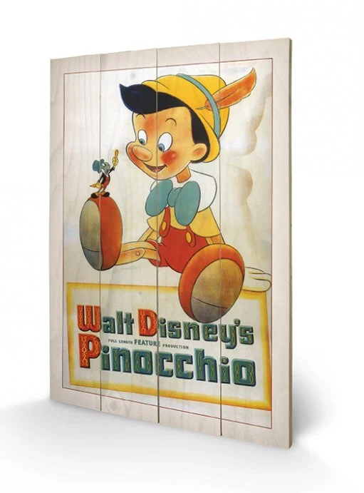 DISNEY - Pinocchio Conscience Impression sur bois - Poster 59 cm