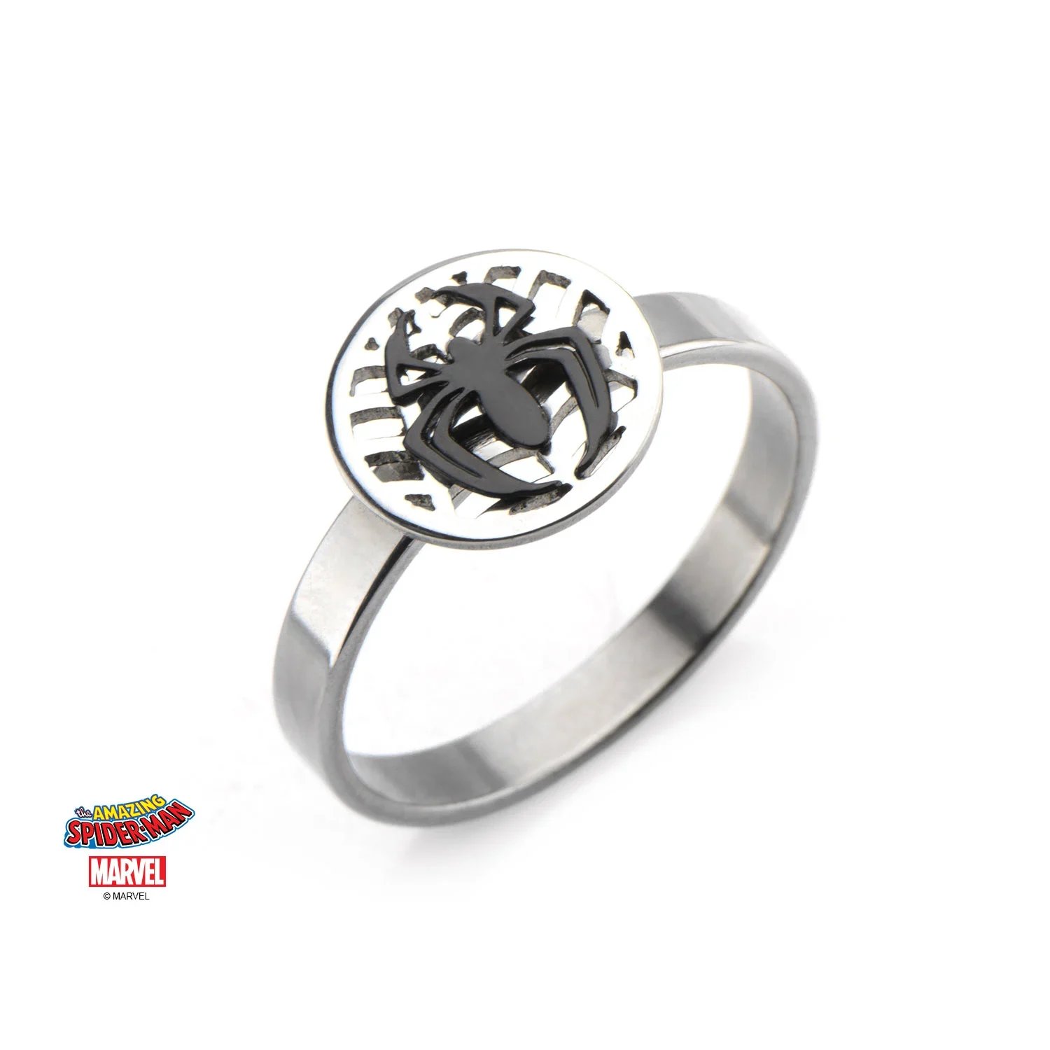 Bijou Marvel Women's Silver Plated Brass Spider Man Ring Size 7