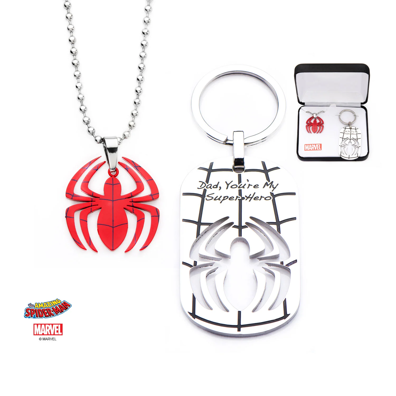 Bijou Marvel Spider Man Jewelry Set 'Dad, You're my Superhero'