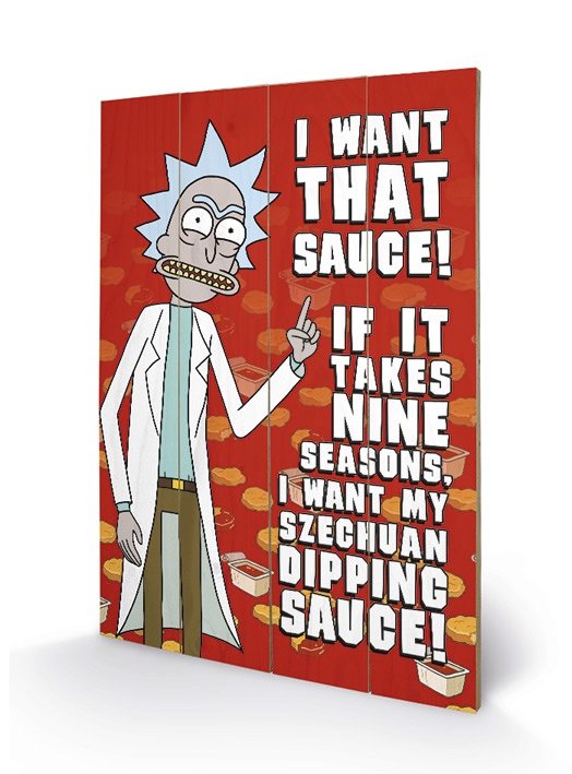 RICK AND MORTY - Szechuan Sauce Impression sur bois - Poster 59 cm