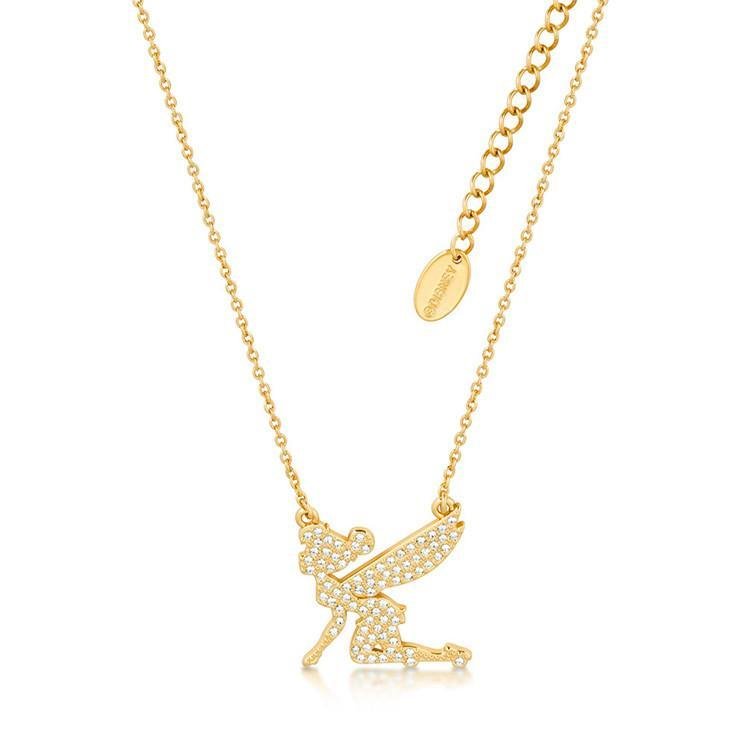Bijou Disney TINKER BELL Silhouette Crystal Necklace 'Gold Plated'