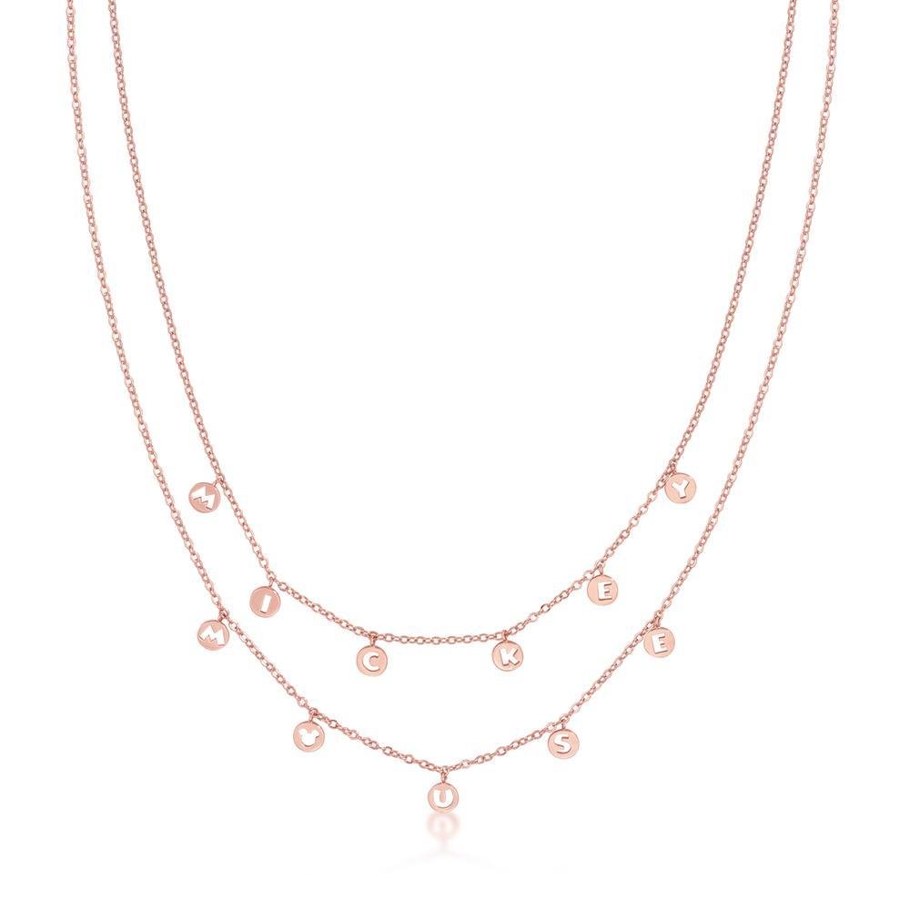 Bijou Disney MICKEY MOUSE Word Necklace 'Rose Gold Plated'