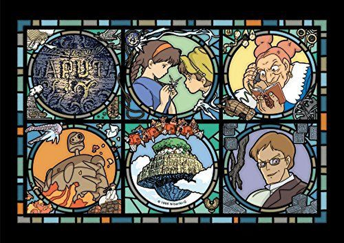 Puzzle Ghibli Le château dans ciel vitrail 18x25cm - Le Château dans le ciel