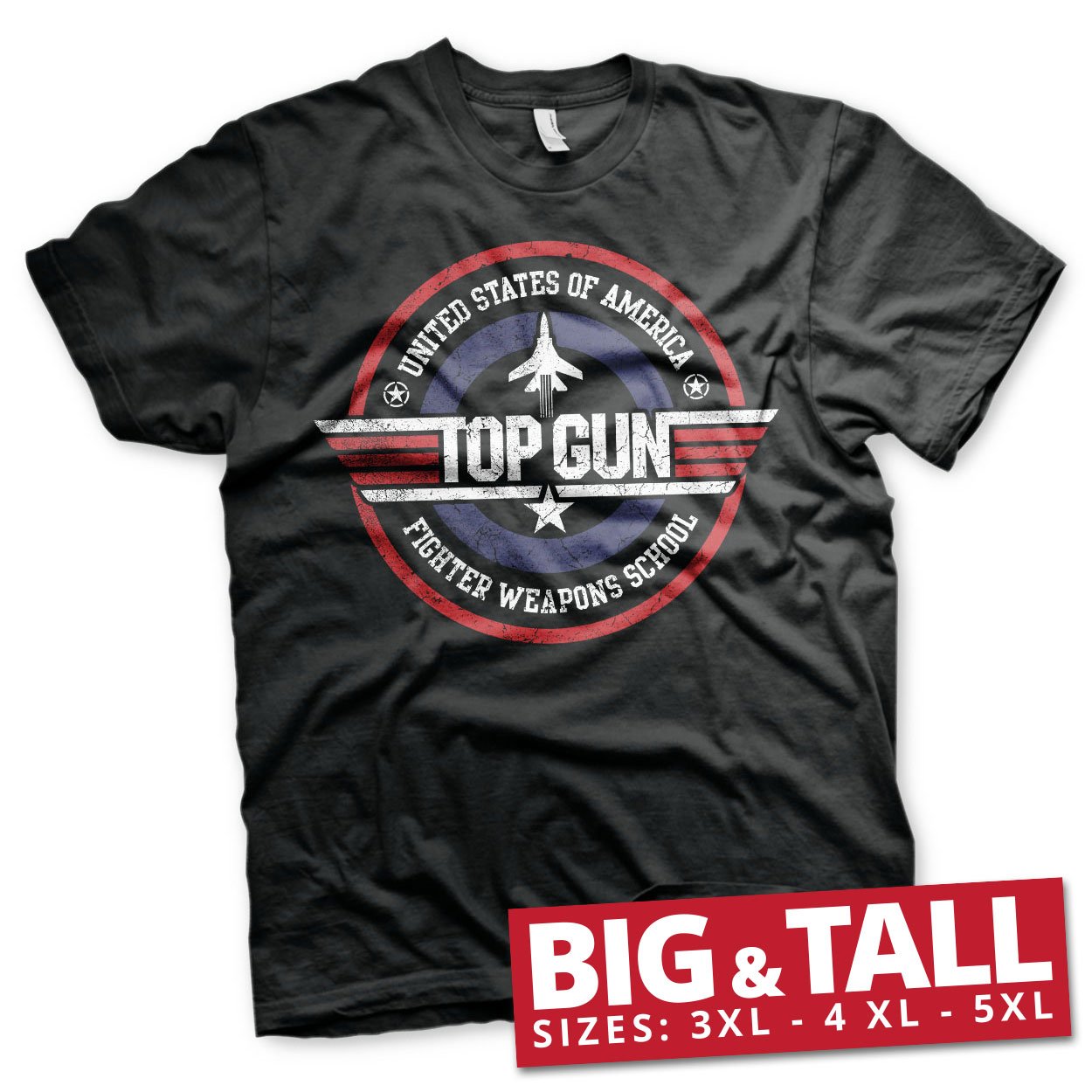 T-shirt Top Gun T Shirt Big Tall Fighter Weapons School (4XL) - Top Gun