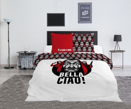 Literie La Casa De Papel Parure lit 240x220cm Bella Ciao '100% Coton'