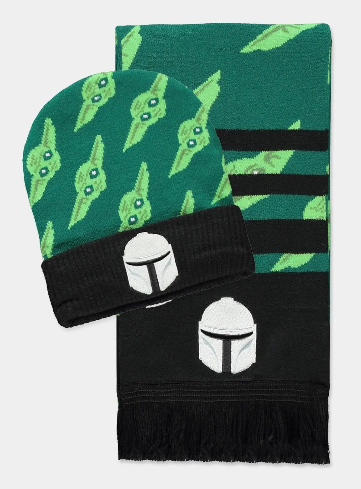 Bonnet Star Wars Mando Grogu Green Gift set écharpe