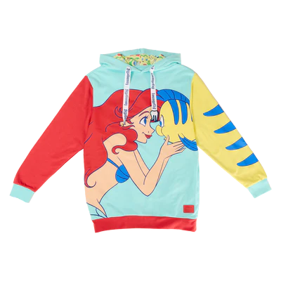 Pull Disney PETITE SIRENE 35 Ariel et Polochon Hoodie Unisex Loungefly (L) - La petite Sirène