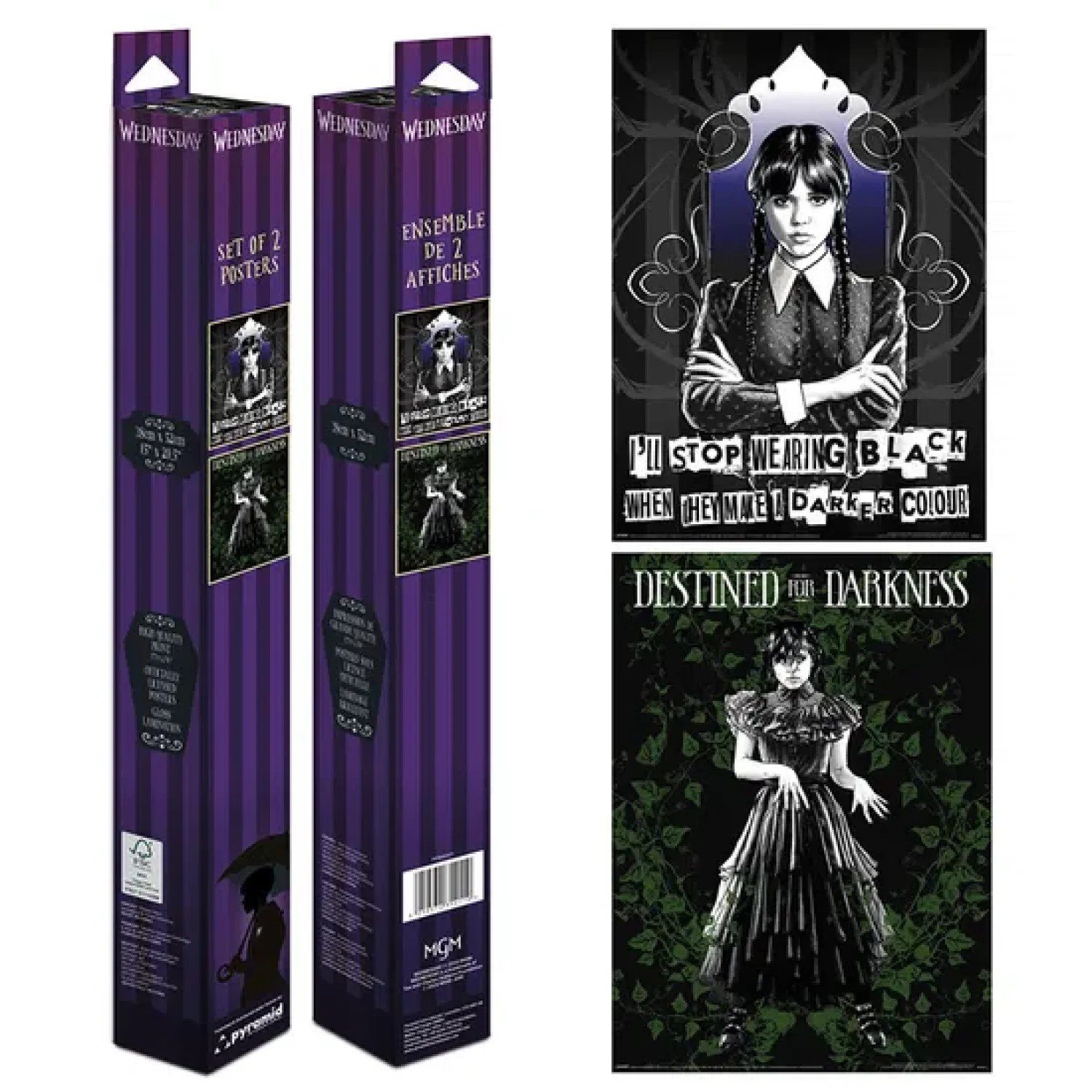 Poster Mercredi Addams Set 2 s 52 x 38cm