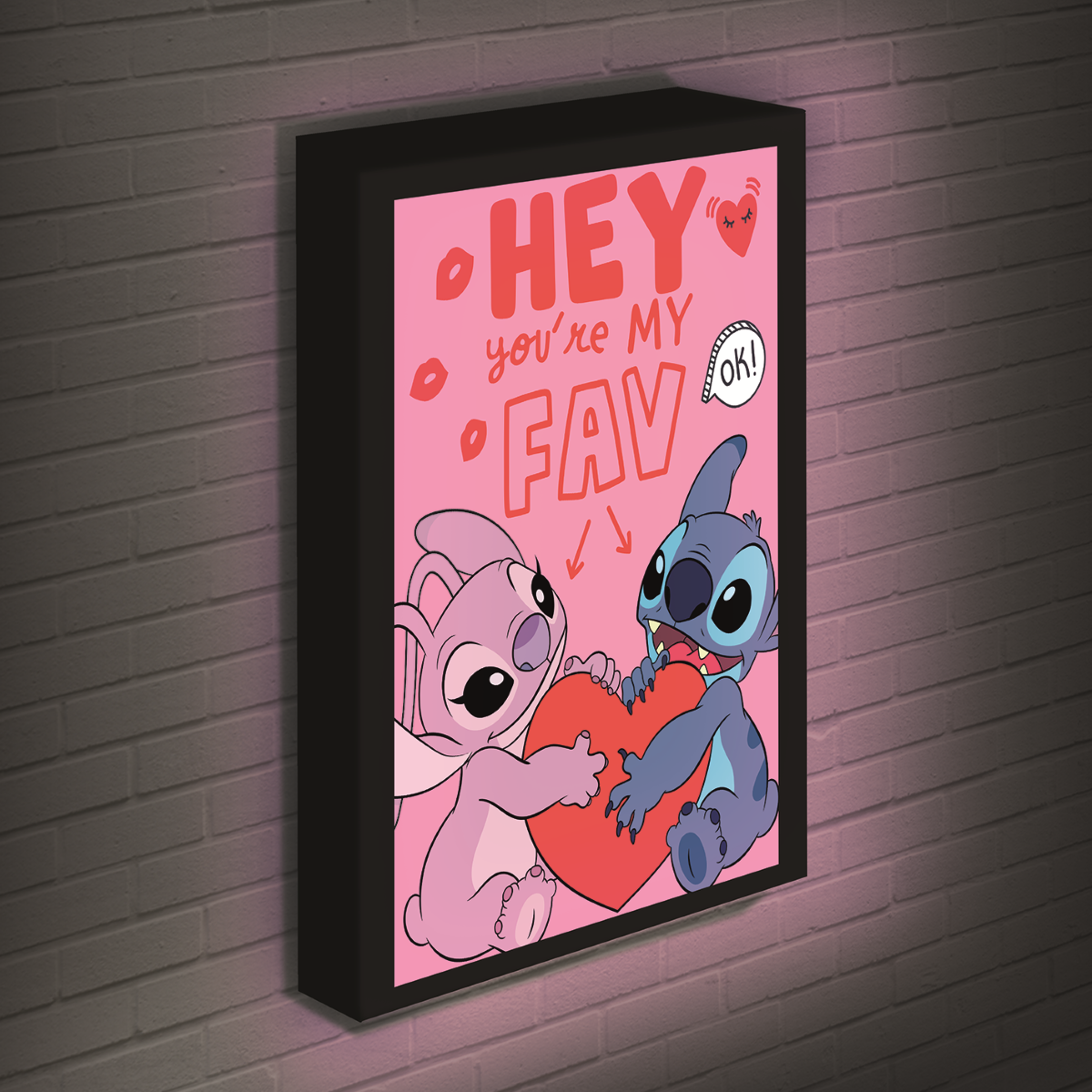 Cadre Disney STITCH ANGEL Love Canvas Lumineux 40X30 Cm