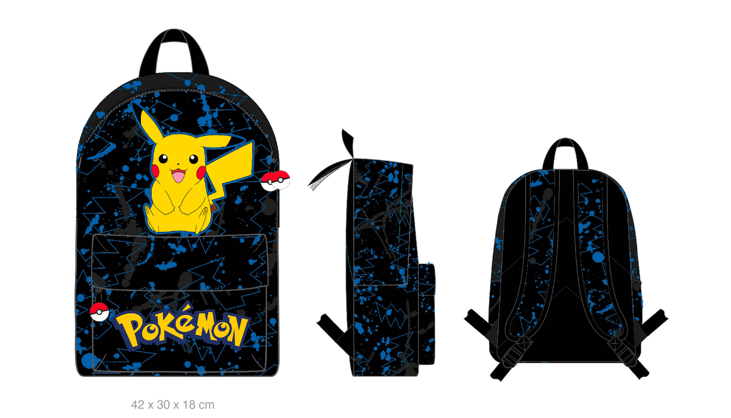 Sac Pokémon Pikachu à Dos 1 Compartiment '42x30x18cm'