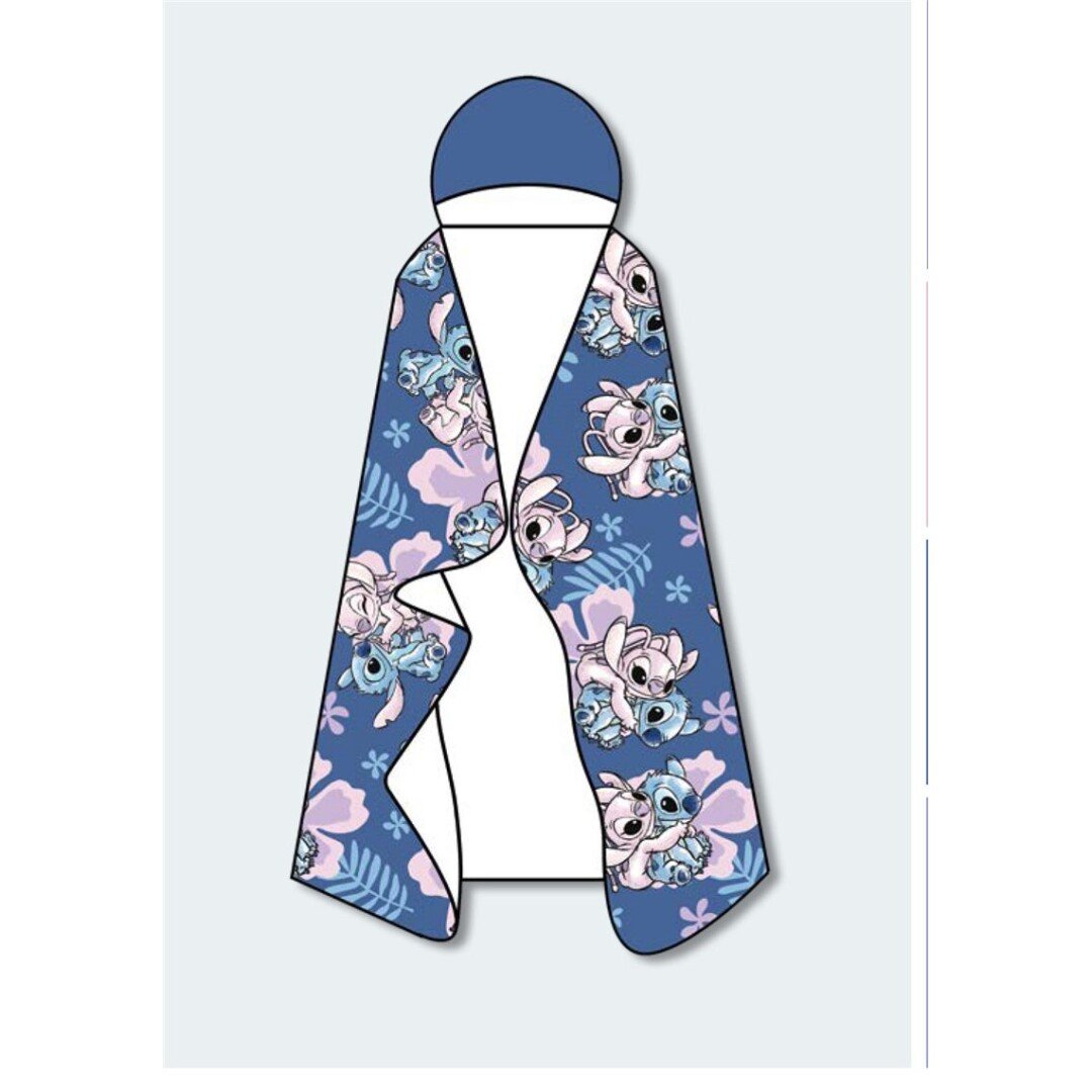 Couverture Disney Stitch Angel "Fleurs" à capuche 120x150cm