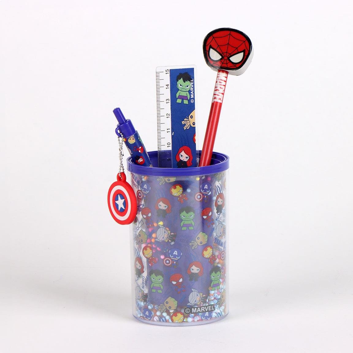 Papeterie Marvel AVENGERS Set de Pot à Crayon 3pc.