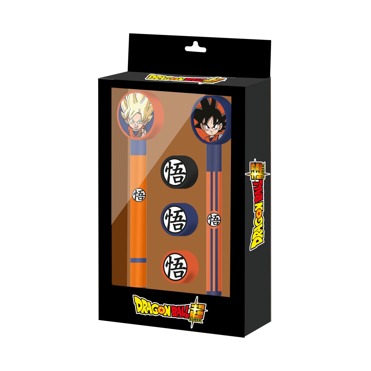 Papeterie Dragon Ball SUPER Set de 2 Crayons 3 Gommes