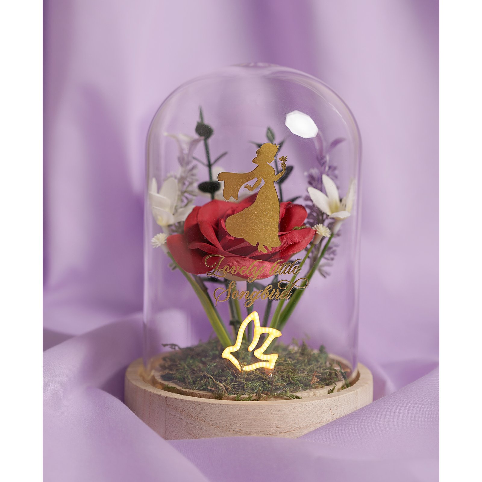 Décoration Disney PRINCESSES Blanche Neige Cloche Florale avec Lumière Néon