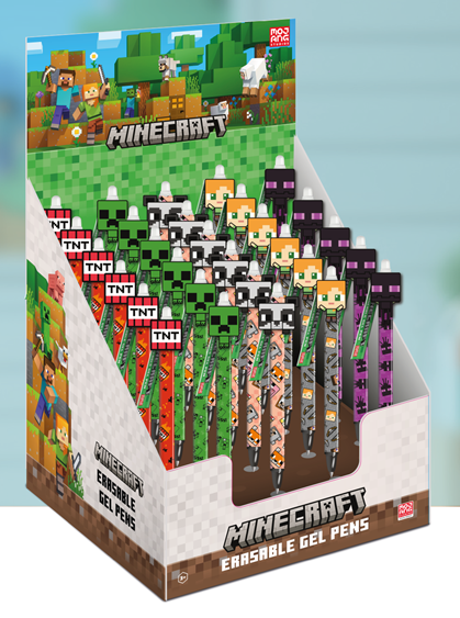 Papeterie Minecraft à Gel Effaçable +Head Topper (Display de 30pcs)