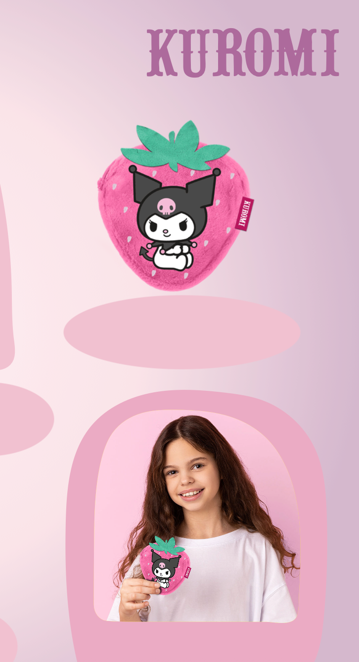 Portefeuille Hello Kitty KUROMI Fraise Porte Monnaie Fourrure '12x11x2cm'