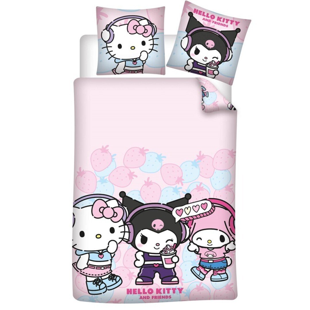 Literie Hello Kitty and Friend Parure de lit 140x200cm 65x65cm