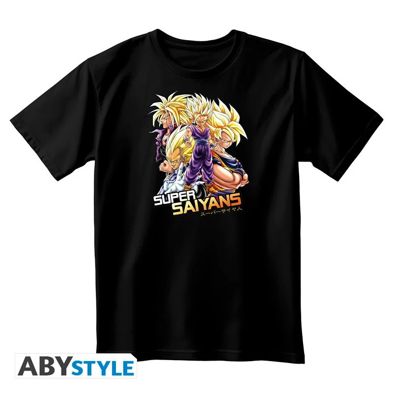 T-shirt Dragon Ball T Shirt DBZ Saiyans Unisexe Noir (M)