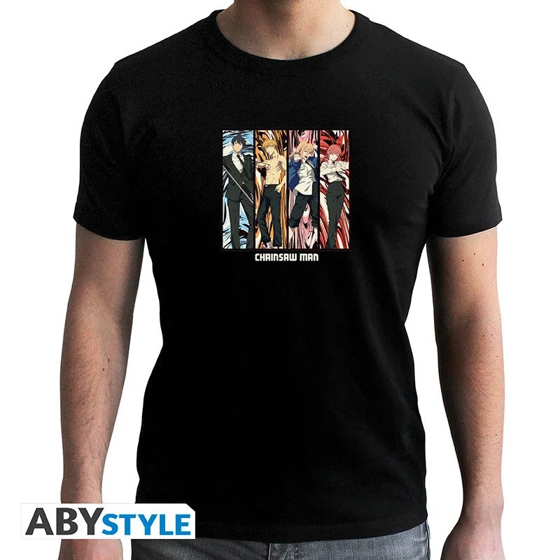 T-shirt Chainsaw Man T Shirt Groupe Unisexe Noir (XS)