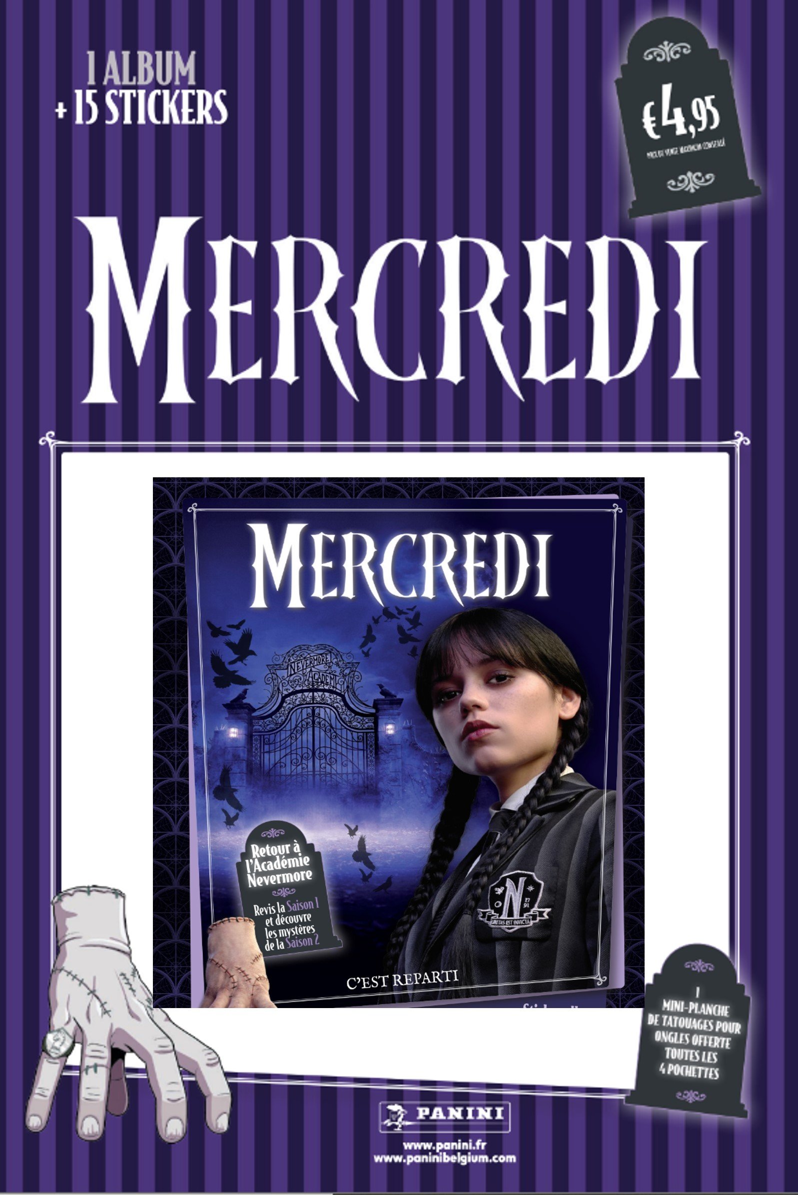 Sticker Mercredi Panini Starter Pack (1 album 3 packets) FR