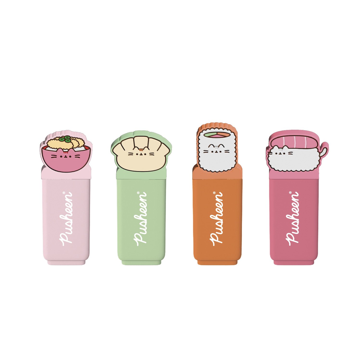 Papeterie Pusheen Sushi Roll Pack de 4 mini Surligneurs