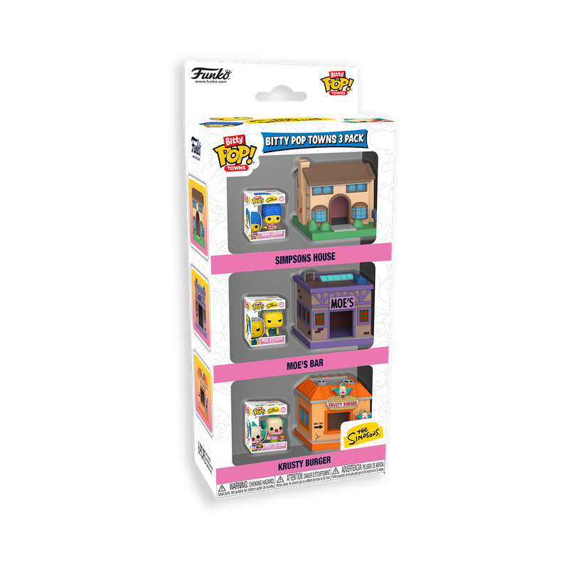 Pop Simpsons LES Bitty Town 3pk Springfield - Simpsons