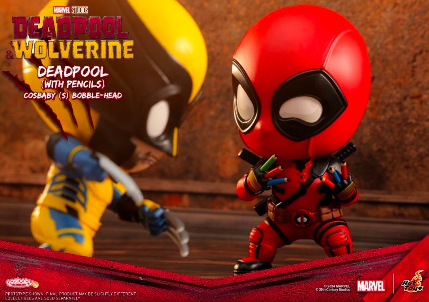 Figurine Marvel Cosbaby Wave 2 Wolverine Deadpool w/Pencils Set