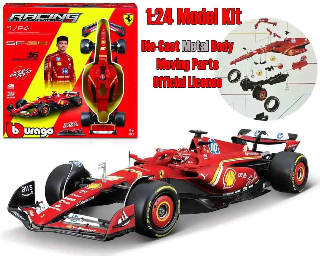 Maquette ferrari f1 sf 24 n.16 charles leclerc with helmet model kit 1:24 - Ferrari