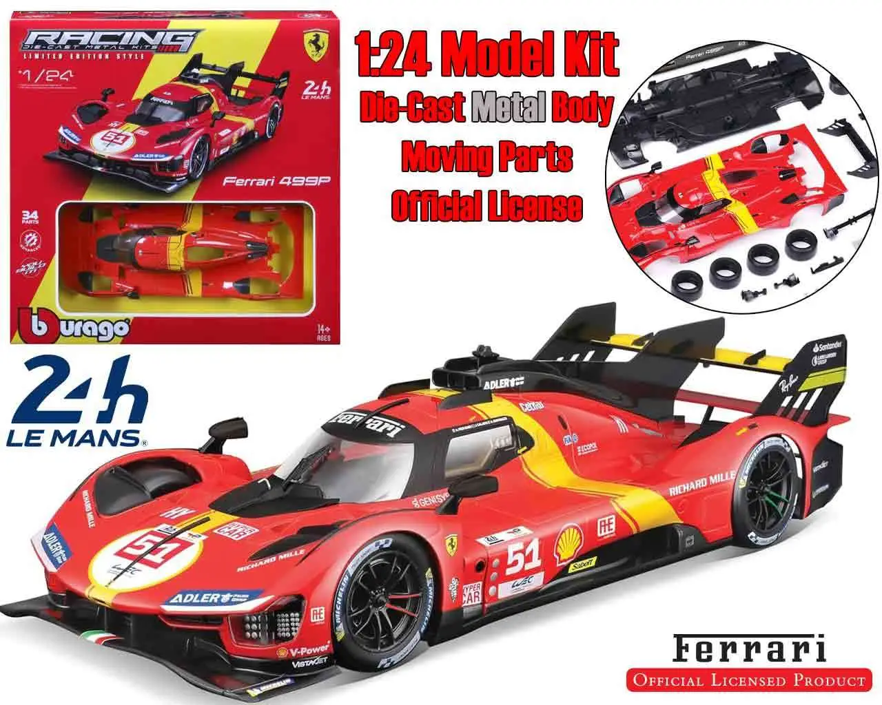 Maquette ferrari 499p lmh (2023 24h le mans champion) model kit 1:24 - Ferrari