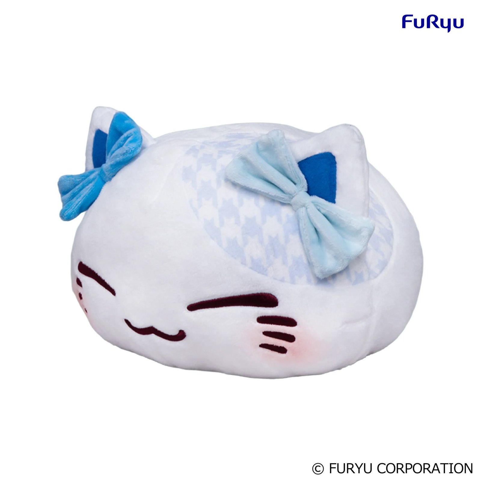 Peluche nemuneko cat ribbon blue big - Nemuneko Cat