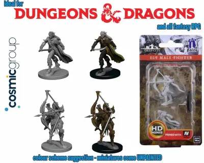 Figurine pathfinder deep cut unpainted miniatures elf male fighter - Pathfinder